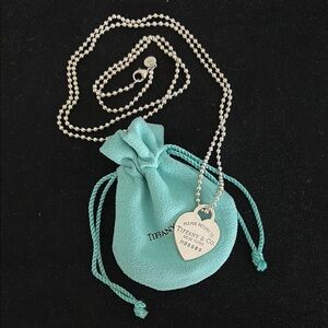 Tiffany & Co. Silver Heart Dog Tag Necklace